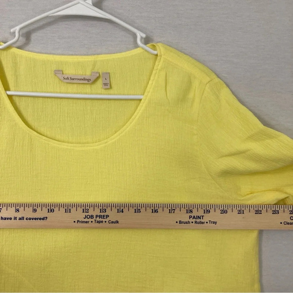 Soft Surroundings Yellow Round Neck Gauzy Cotton Top Large - Picture 5 of 8